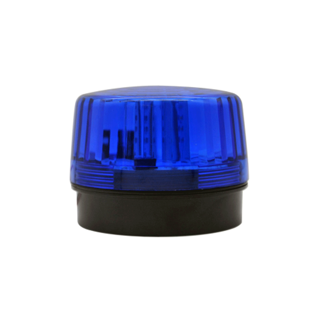 Strobe with Built-In Siren, 12/24V DC, 100dB, 6 Flash Patterns, IP65, Blue