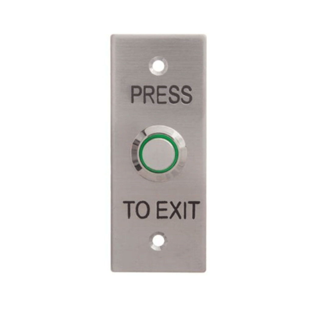Exit button, SPDT, Illuminated, green, architrave plate, fly leads ...