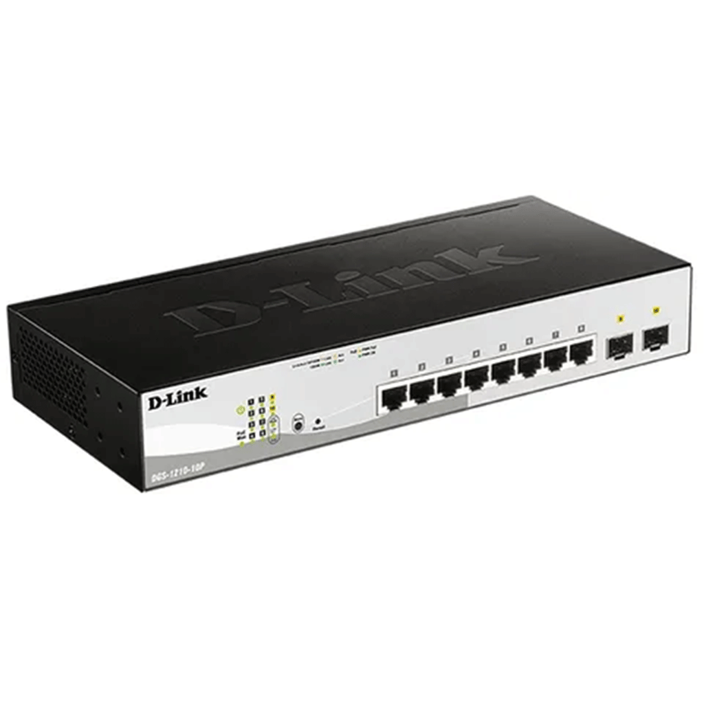 DLINK 10-PORT GIGABIT WEBSMART POE SWITCH WITH 8 POE RJ45 AND 2 SFP PORTS. POE BUDGET 65W.