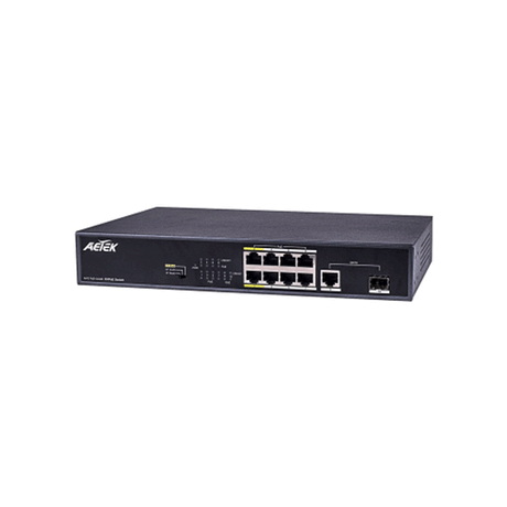 AetekAetek 8 Port Unmanaged PoE Switch, 1Gb SFP/RJ45, EX Mode, 120W