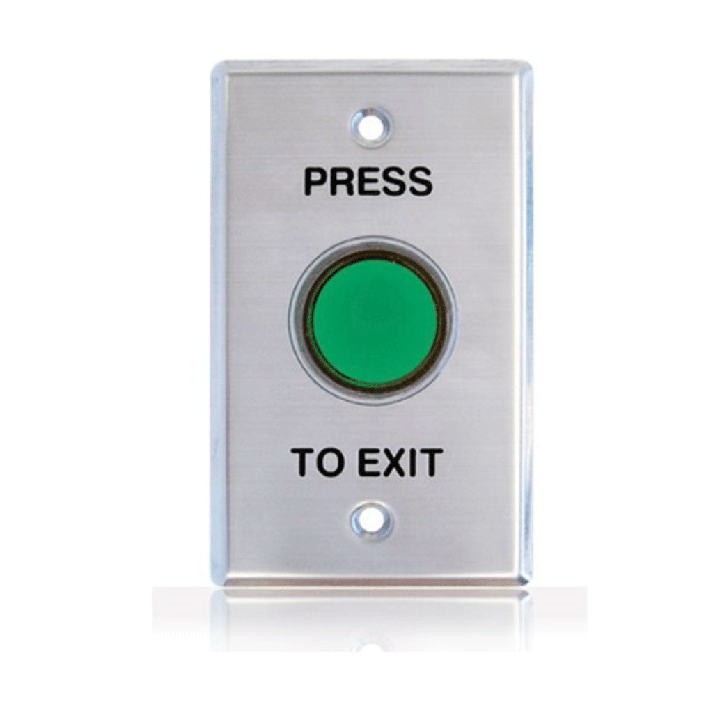 GenericExit Button, Shrouded, Green, Illuminated, Standard Plate