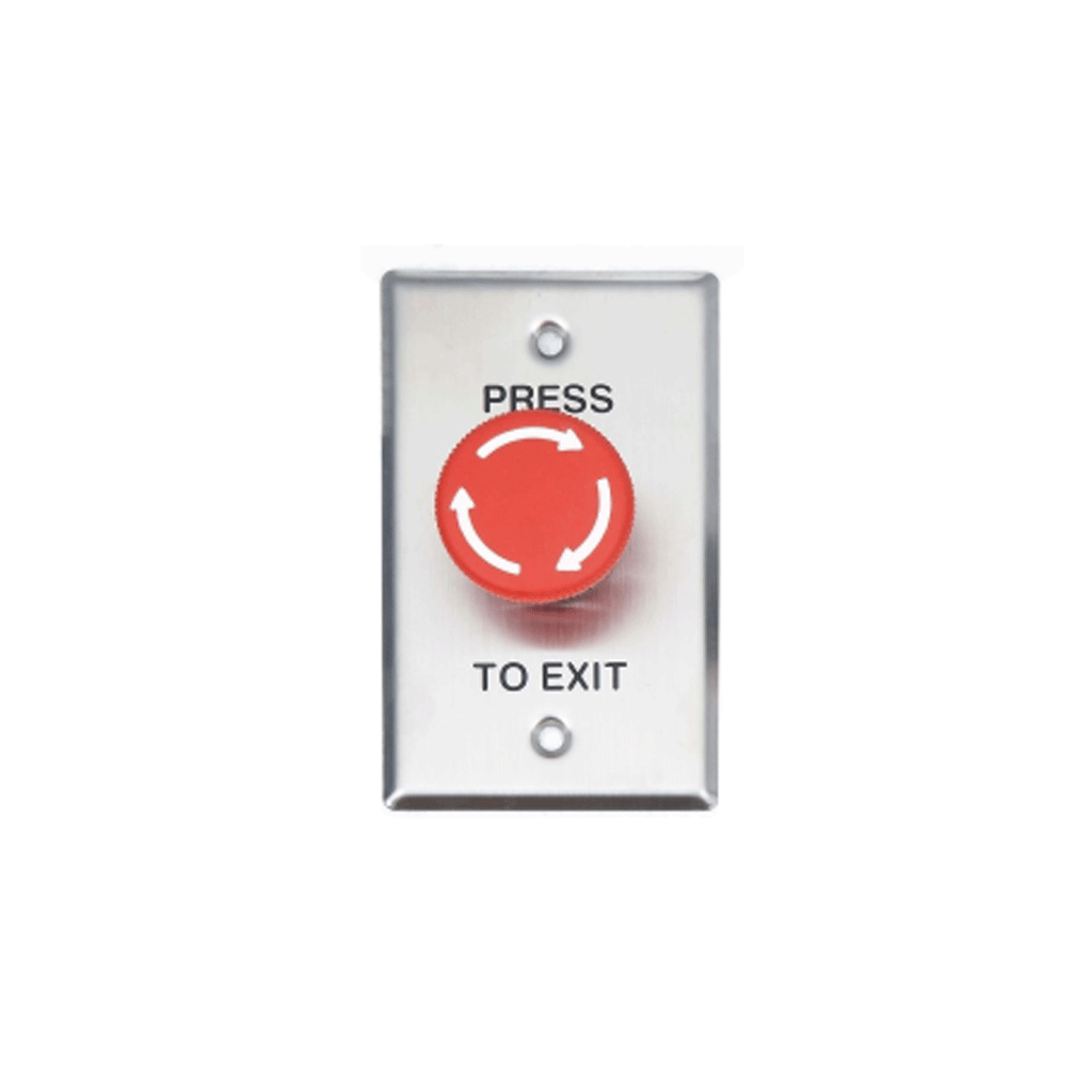 GenericExit Button, Big Mushroom, Red, Twist to Reset, Standard Stainless Ste