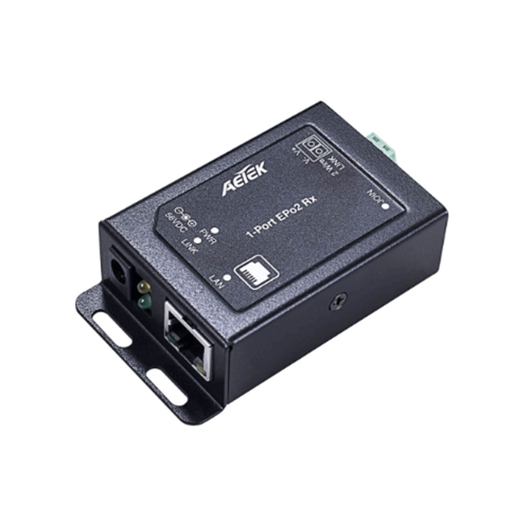 Aetek Indoor PoE over 2-Wire Receiver, EPo2, Up to 600m, 65W PSU Included