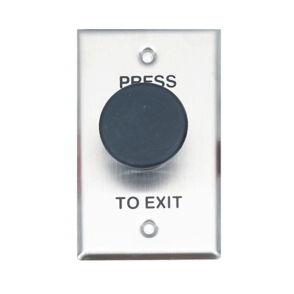 GenericExit Button, Big Mushroom, Black, Standard Stainless Steel Plate, Mome