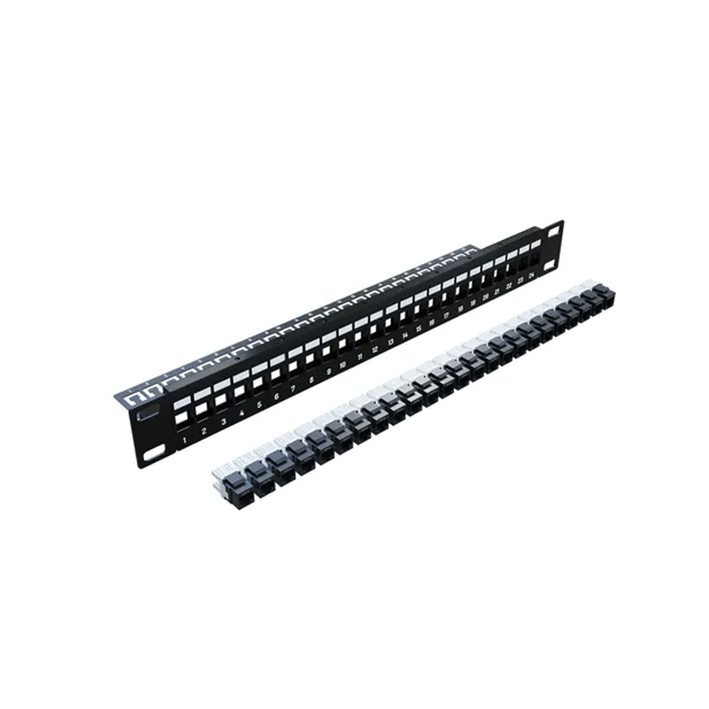 CERTECHCERTECH 24 Port 19" Cat6 UTP Modular Patch Panel, Complete with 24 x C