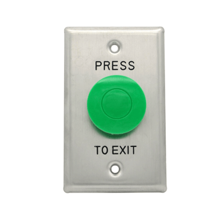 GenericExit Button, Big Mushroom, Green, Standard Stainless Steel Plate, Mome