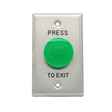 X2 SecurityExit Button, Big Mushroom, Green, Standard Stainless Steel Plate, Mome