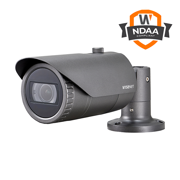 Hanwha VisionWisenet Q Series 4MP H.265 NW IR Bullet Varifocal Lens Camera (NDAA Ap