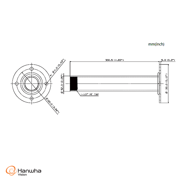 Hanwha VisionHanwha Vision Aluminium Ceiling Mount Bracket - Ivory